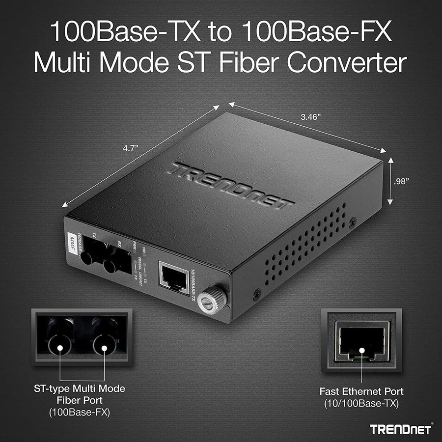 Trendnet Tfc-110Mst Network Media Converter 200 Mbit/S 1300 Nm Multi-Mode Grey