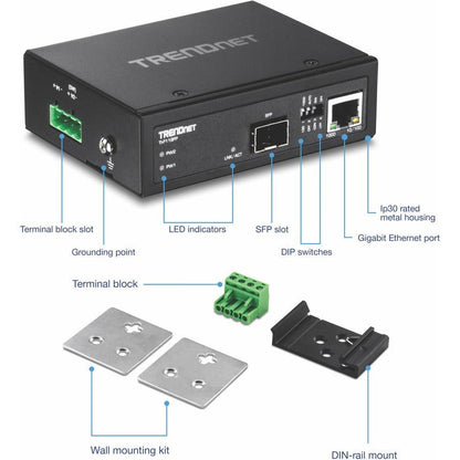 Trendnet Ti-F11Sfp Network Media Converter 1000 Mbit/S Black