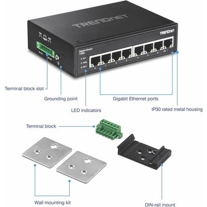 Trendnet Ti-G80 Network Switch Unmanaged L2 Gigabit Ethernet (10/100/1000) Black