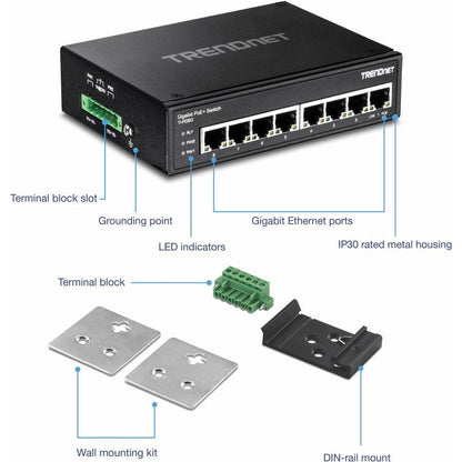 Trendnet Ti-Pg80 Network Switch Unmanaged L2 Gigabit Ethernet (10/100/1000) Power Over Ethernet (Poe) Black