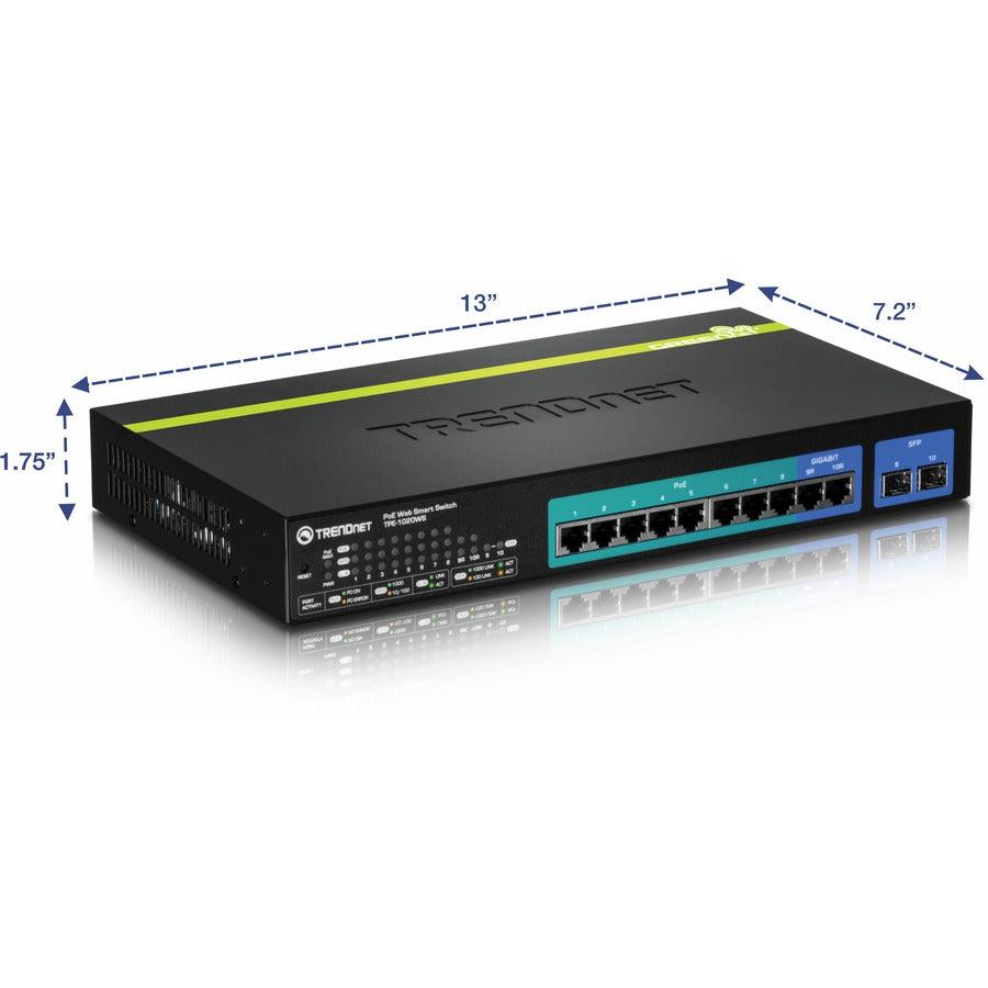 Trendnet Tpe-1020Ws Network Switch Managed L2 Gigabit Ethernet (10/100/1000) Power Over Ethernet (Poe) 1U Black