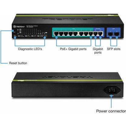 Trendnet Tpe-1020Ws Network Switch Managed L2 Gigabit Ethernet (10/100/1000) Power Over Ethernet (Poe) 1U Black