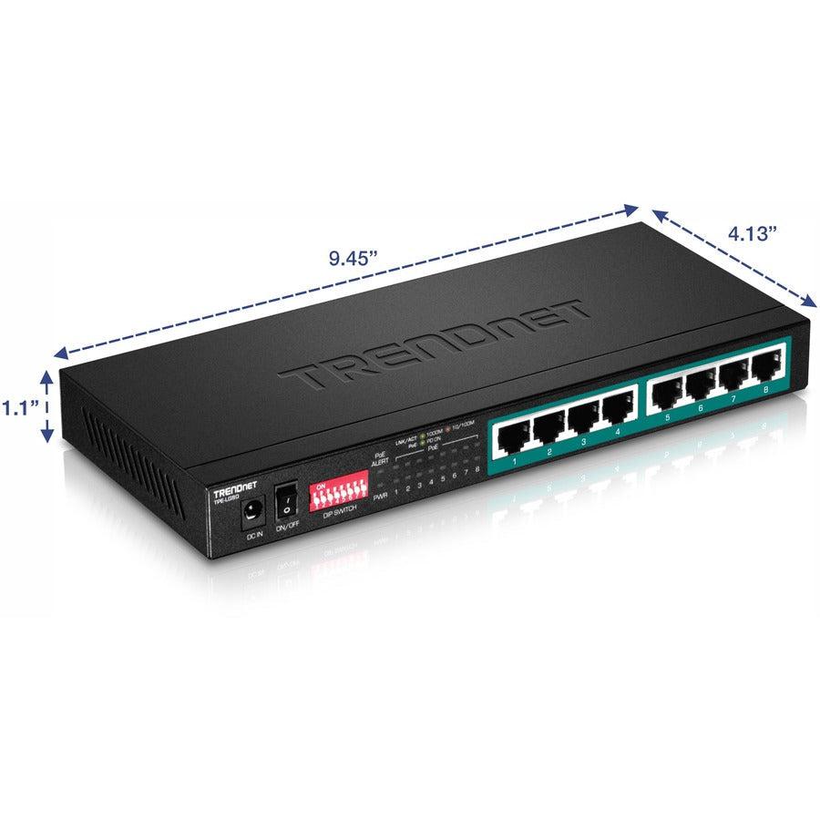 Trendnet Tpe-Lg80 Network Switch Unmanaged Gigabit Ethernet (10/100/1000) Power Over Ethernet (Poe) Black