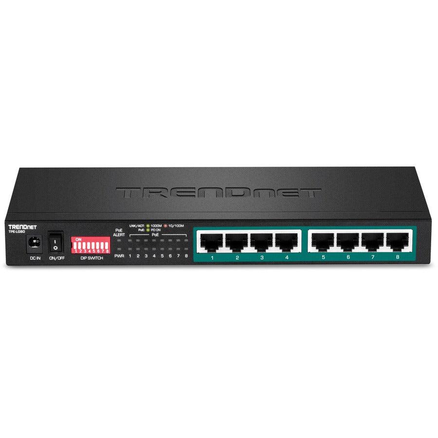 Trendnet Tpe-Lg80 Network Switch Unmanaged Gigabit Ethernet (10/100/1000) Power Over Ethernet (Poe) Black