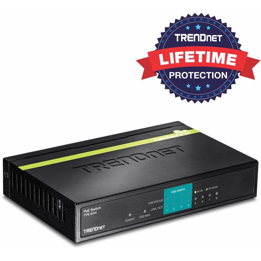 Trendnet Tpe-S44 Network Switch Unmanaged Power Over Ethernet (Poe) Blue