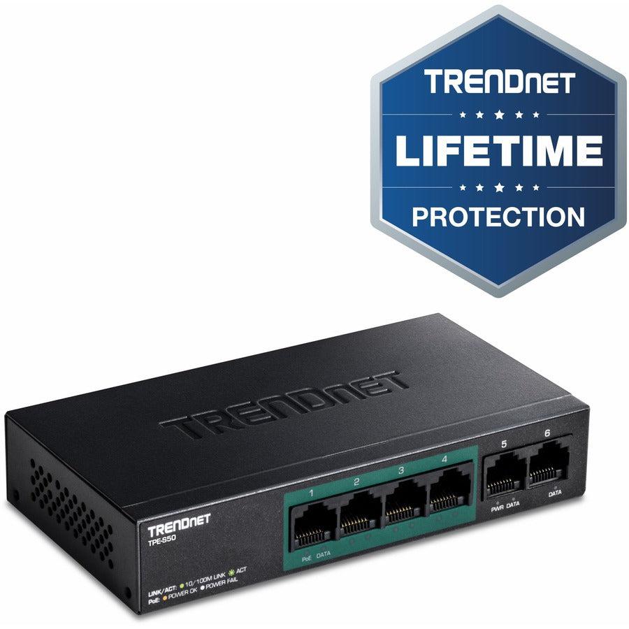 Trendnet Tpe-S50 Network Switch Unmanaged L2 Fast Ethernet (10/100) Power Over Ethernet (Poe) Black