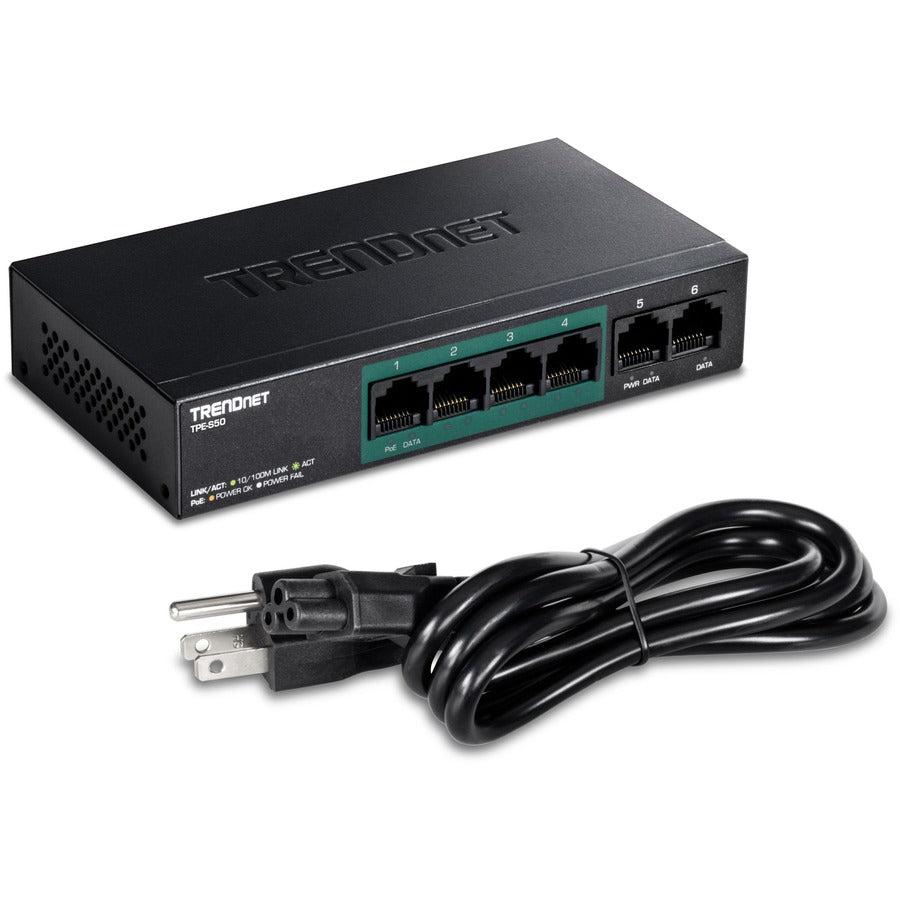 Trendnet Tpe-S50 Network Switch Unmanaged L2 Fast Ethernet (10/100) Power Over Ethernet (Poe) Black