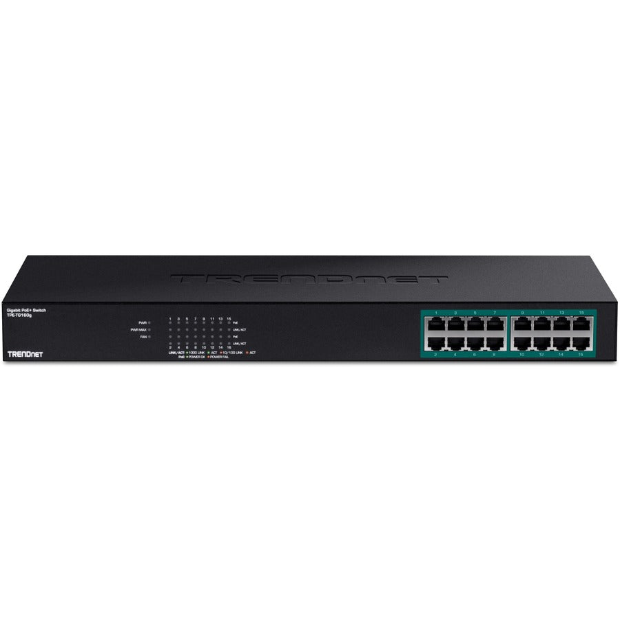 Trendnet Tpe-Tg160G Network Switch Unmanaged L2 Gigabit Ethernet (10/100/1000) Power Over Ethernet (Poe) 1U Black