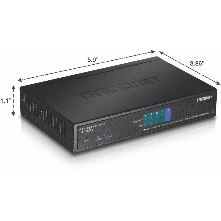 Trendnet Tpe-Tg50Es Network Switch Managed Gigabit Ethernet (10/100/1000) Power Over Ethernet (Poe) Black