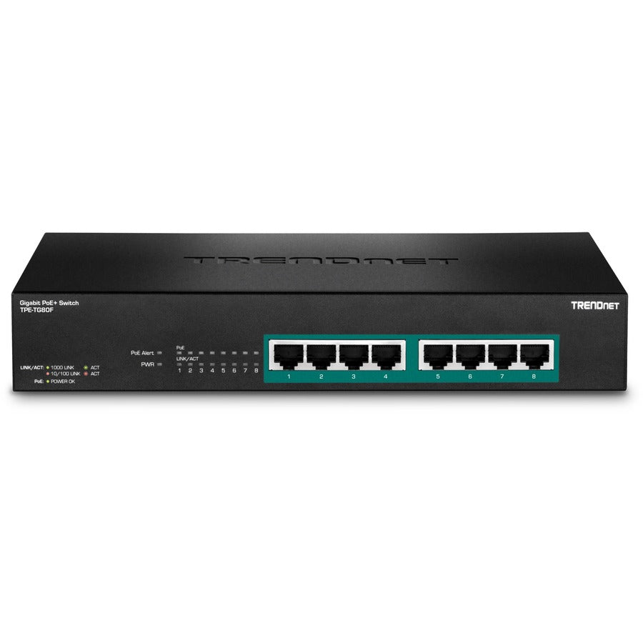 Trendnet Tpe-Tg80F V1.0R Gigabit Ethernet (10/100/1000) Power Over Ethernet (Poe) 1U Black