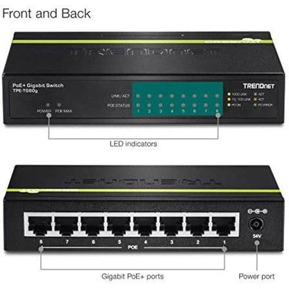 Trendnet Tpe-Tg80G Network Switch Power Over Ethernet (Poe) Black