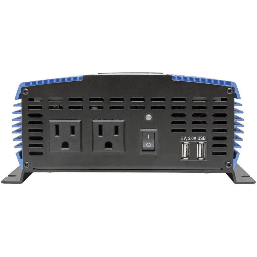 Tripp Lite 1500W Medium-Duty Compact Mobile Power Inverter With 2 Ac/2 Usb - 2.0A/Battery Cables