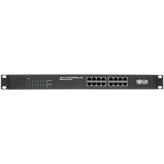 Tripp Lite 16-Port 10/100/1000 Mbps 1U Rack-Mount/Desktop Gigabit Ethernet Unmanaged Switch With Poe+, 230W, Metal Housing