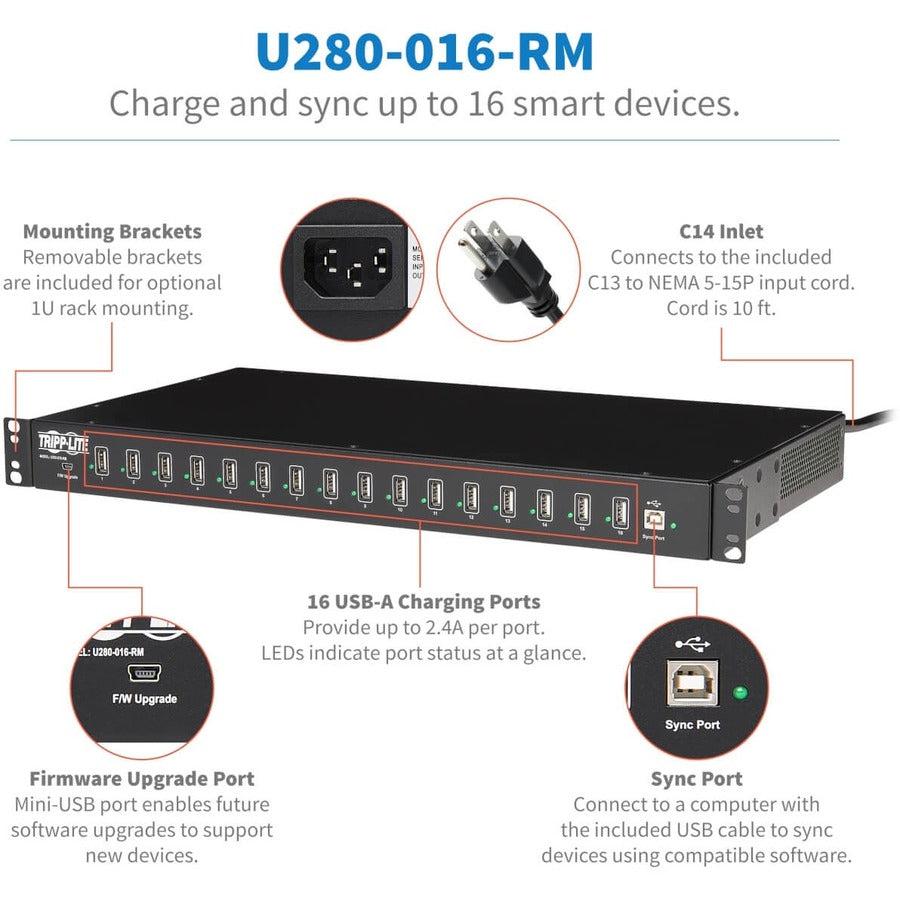 Tripp Lite 16-Port Usb Charging Station With Syncing Function - 5V 40A / 200W Usb Charger Output