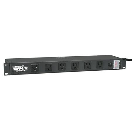 Tripp Lite 1U Rack-Mount Power Strip, 120V, 15A, 5-15P, 12 Outlets (Right-Angled Widely Spaced), 15-Ft. Cord