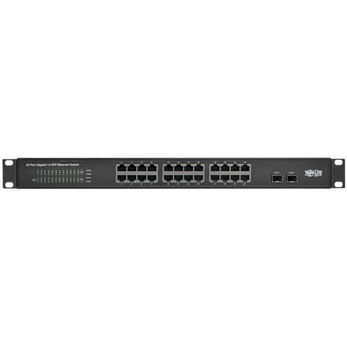 Tripp Lite 24-Port 10/100/1000 Mbps 1U Rack-Mount/Desktop Gigabit Ethernet Unmanaged Switch, 2 Gigabit Sfp Ports, Metal Housing