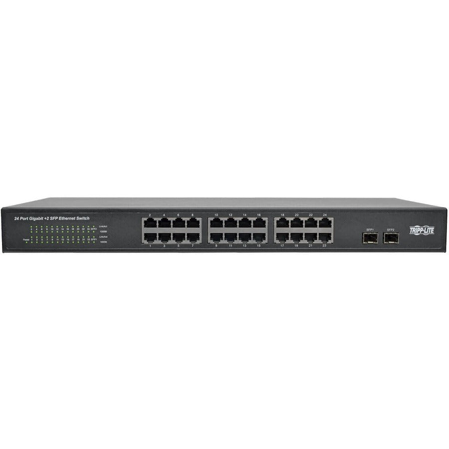 Tripp Lite 24-Port 10/100/1000 Mbps 1U Rack-Mount/Desktop Gigabit Ethernet Unmanaged Switch, 2 Gigabit Sfp Ports, Metal Housing