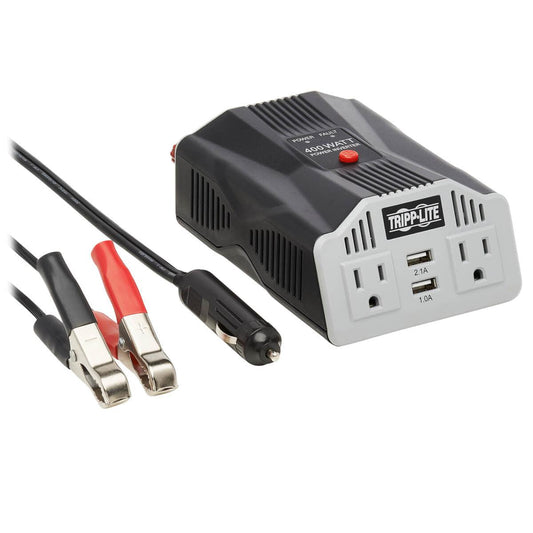 Tripp Lite 400W Powerverter Ultra-Compact Car Inverter With 2 Ac/2Usb - 3.1A/Battery Cables/Cigarette Ligther Adapter (Cla)