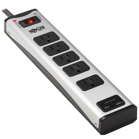 Tripp Lite 5-Outlet Surge Protector With 1 Usb-A And 1 Usb-C (3.9A Shared) - 6 Ft. Cord, 2100 Joules, Metal Housing