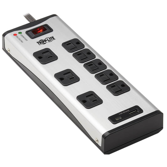 Tripp Lite 8-Outlet Surge Protector With 1 Usb-A And 1 Usb-C (3.9A Shared) - 8 Ft. Cord, 2100 Joules, Metal Housing