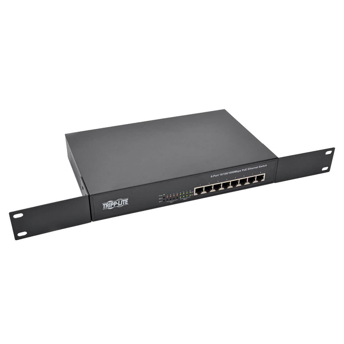 Tripp Lite 8-Port 10/100/1000 Mbps 1U Rack-Mount/Desktop Gigabit Ethernet Unmanaged Switch With Poe+,140W