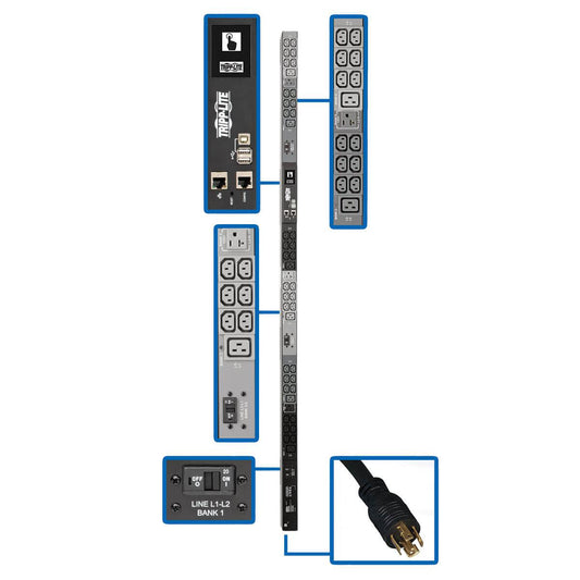 Tripp Lite 8.6Kw 3-Phase Monitored Pdu, Lx Interface, 208/120V Outlets (36 C13/6 C19/3 5-15/20R),