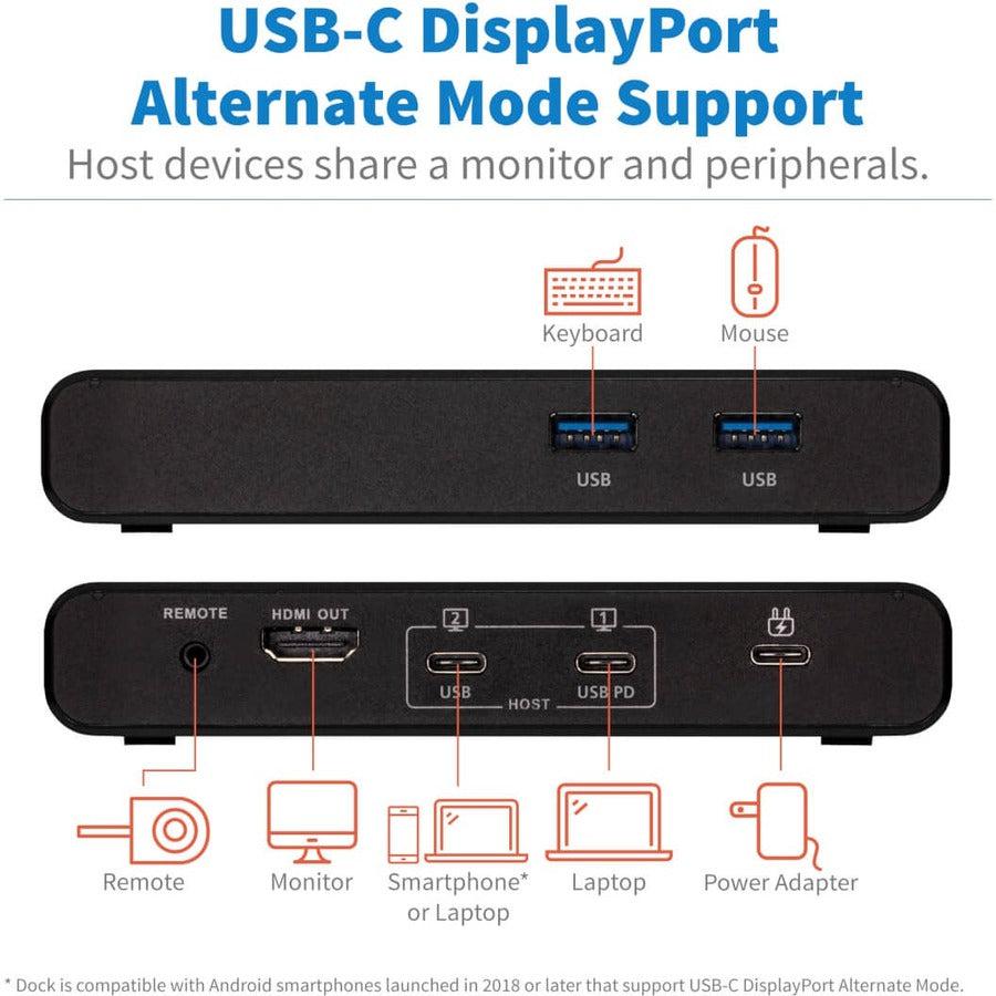 Tripp Lite 2-Port DisplayPort Dual-Display KVM Switch - 4K 60 Hz, USB 3.2  Gen 1, HDCP 2.2, USB Sharing - KVM / audio / - B006-DP2UA2 - KVM Switches 