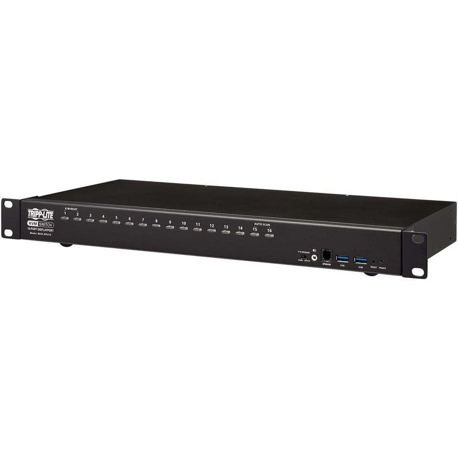 Tripp Lite B024-Dpu16 16-Port Displayport/Usb Kvm Switch With Audio/Video And Usb Peripheral Sharing, 4K 60 Hz, 1U Rack-Mount