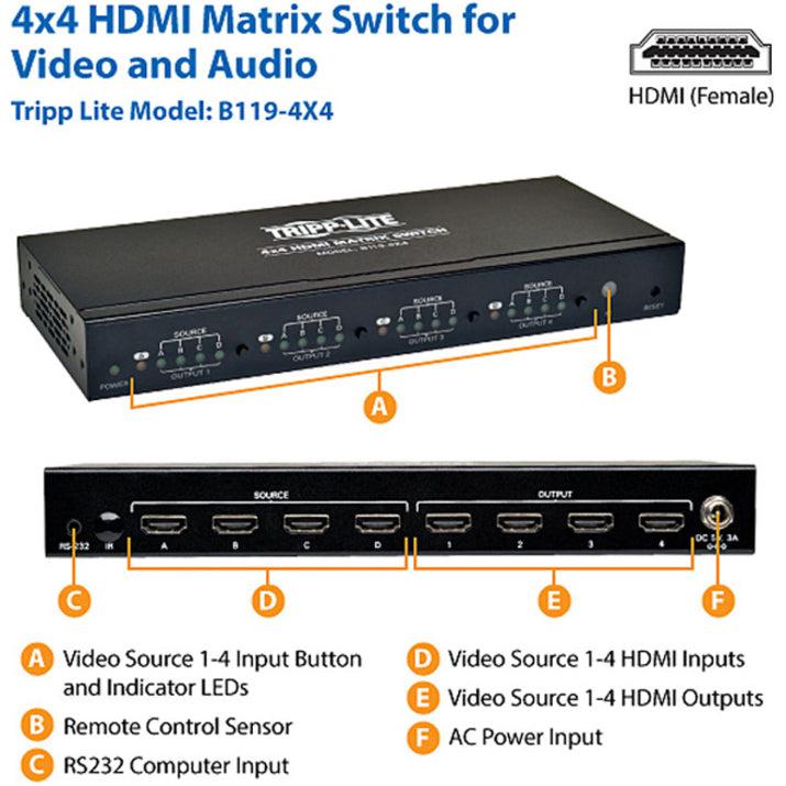 Tripp Lite B119-4X4 Video Switch Hdmi