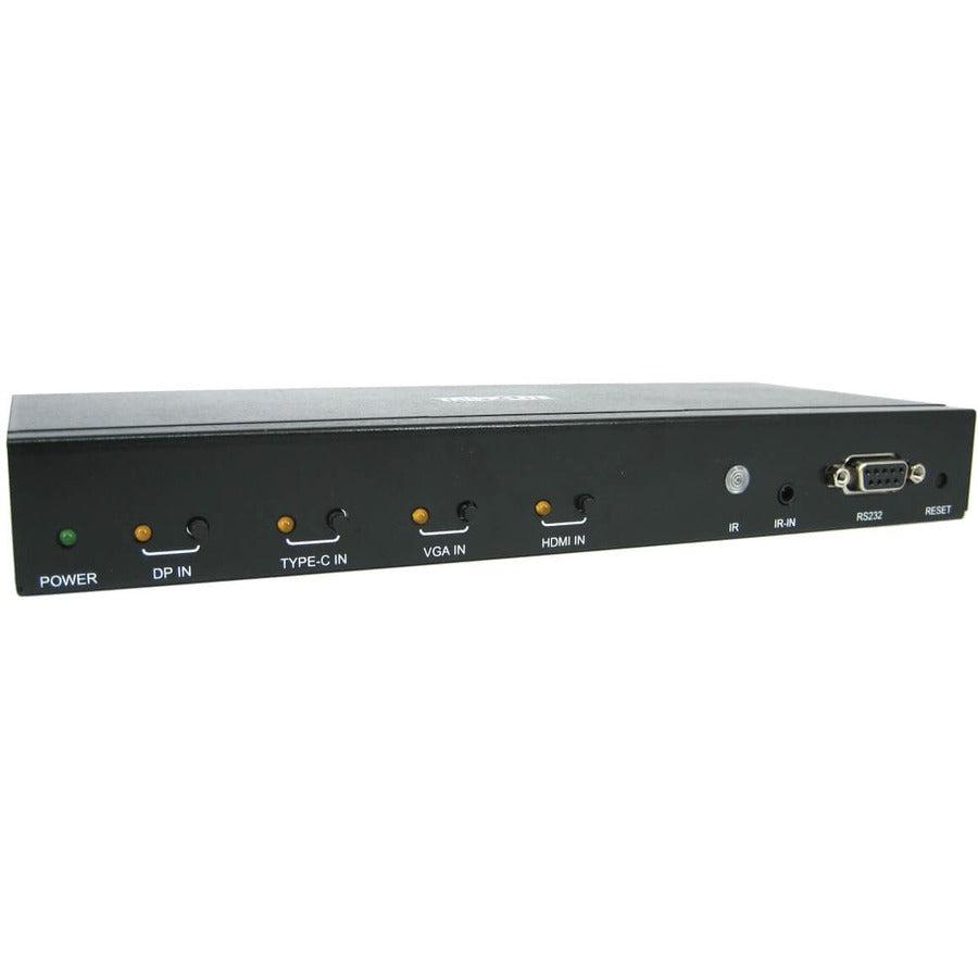 Tripp Lite B320-4X1-Mhe-K 4-Port Presentation Switch Kit, 4K 60 Hz (4:4:4) Hdmi, Dp, Usb-C And Vga To Hdmi Over Cat6 Extender, 125 Ft., Taa