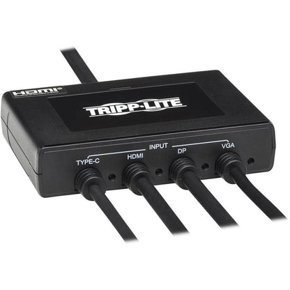 Tripp Lite B321-4X1-Hdvc 4-Port Presentation Adapter, 4K 60 Hz (4:4:4) Hdmi, Dp, Usb-C And 1080P Vga To Hdmi, Built-In Cables