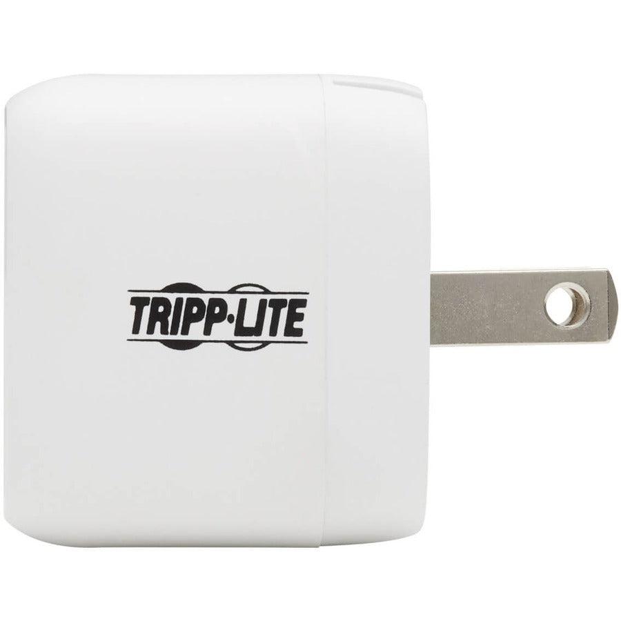 Tripp Lite Compact Usb-C Wall Charger - 18W Pd Charging, Gan Technology, Usb-C To Lightning Cable, White