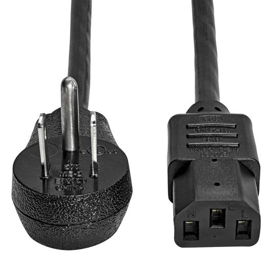 Tripp Lite Computer Power Cord, Right Angle Nema 5-15P To C13 - Heavy Duty, 15A, 125V, 14 Awg, 12 Ft., Black