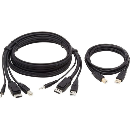 Tripp Lite Displayport Kvm Cable Kit - Dp, Usb, 3.5 Mm Audio (3Xm/3Xm) + Usb (M/M), 4K, 4:4:4, 6 Ft. (1.83 M), Black