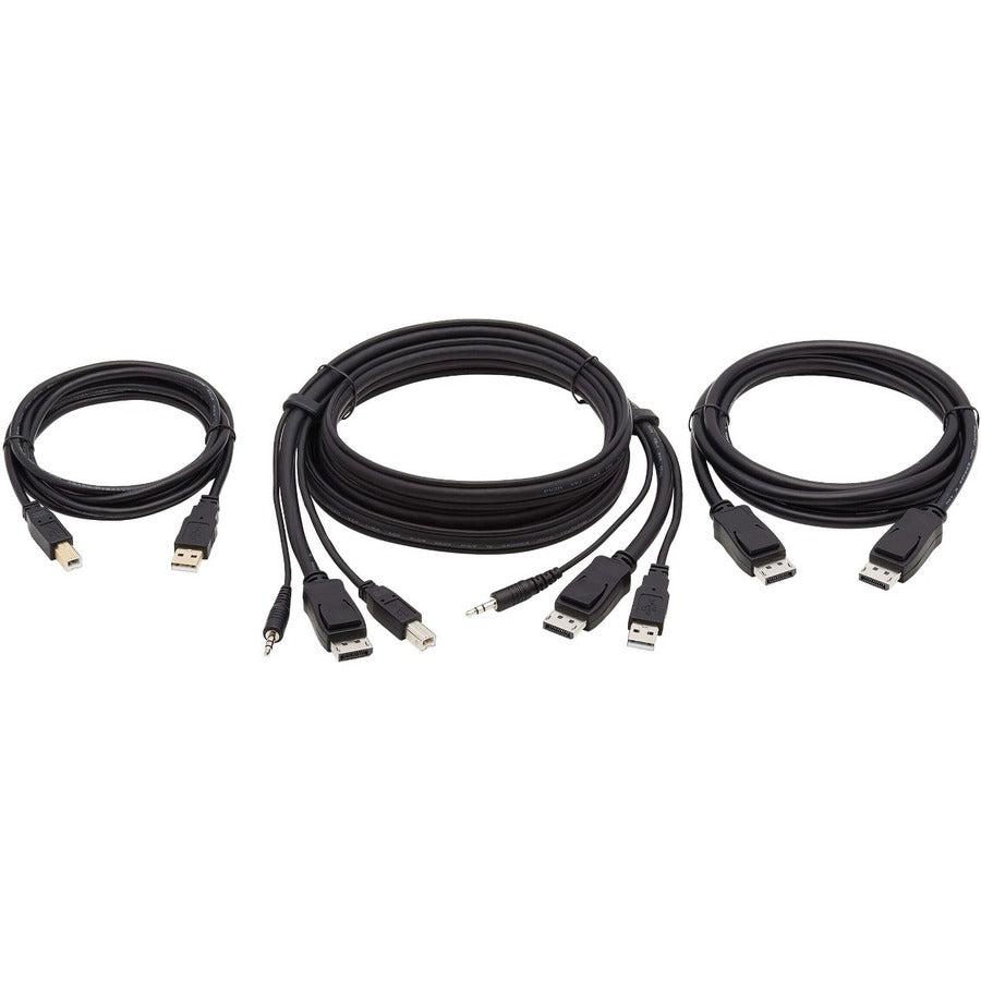 Tripp Lite Displayport Kvm Cable Kit - Dp, Usb, 3.5 Mm Audio (3Xm/3Xm) + Usb (M/M) + Dp (M/M), 4K, 6 Ft. (1.83 M), Black