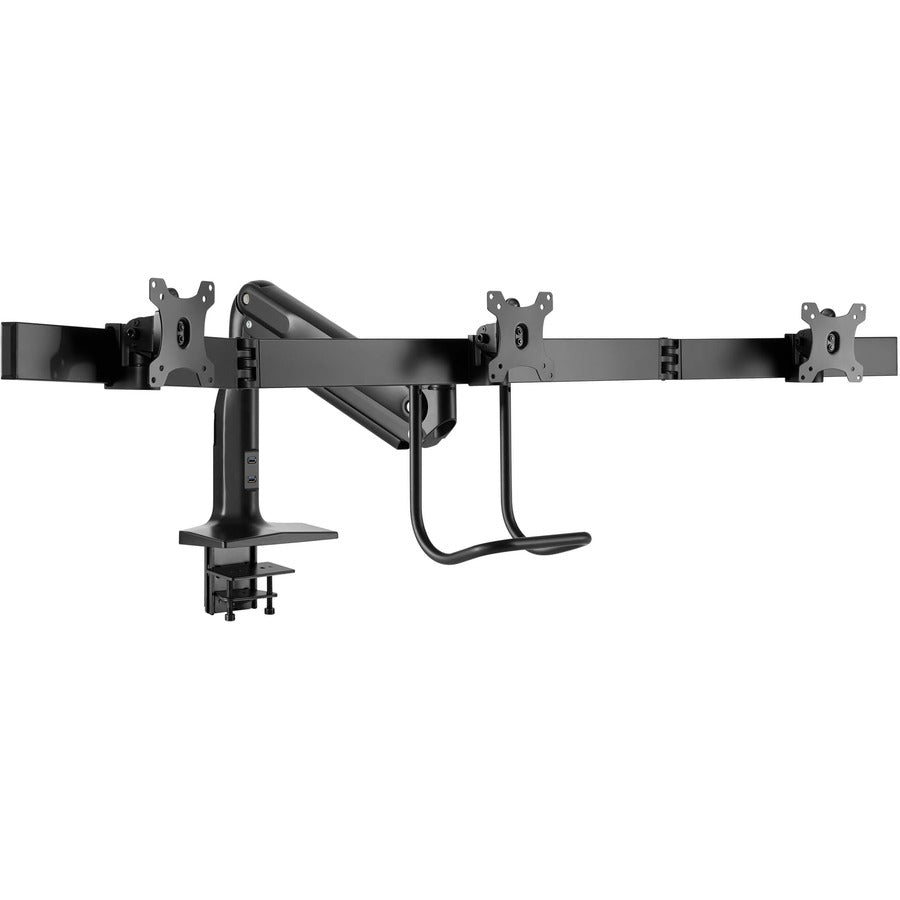 Tripp Lite Dmpdt1732Am Safe-It Precision-Placement Triple-Display Desk Clamp With Antimicrobial Tape For 17” To 32” Displays, Usb Ports
