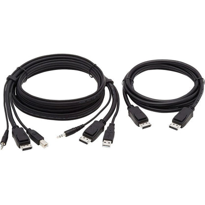 Tripp Lite Dual Displayport Kvm Cable Kit - Dp, Usb, 3.5 Mm Audio (3Xm/3Xm) + Dp (M/M), 4K, 4:4:4, 6 Ft. (1.83 M), Black