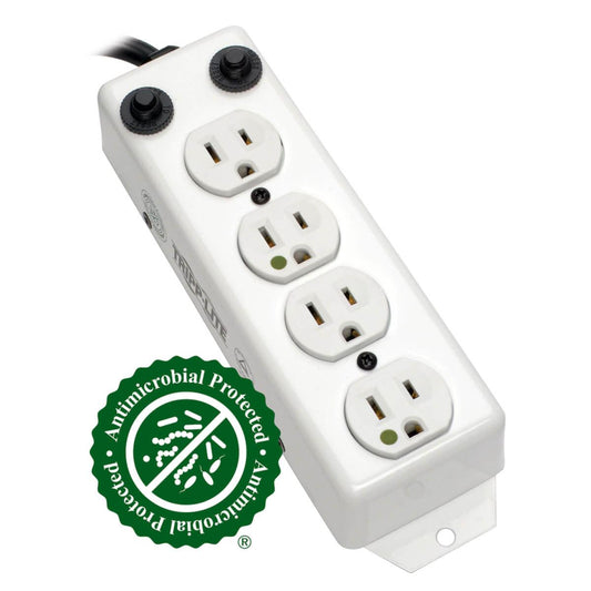 Tripp Lite For Patient-Care Vicinity  Ul 1363A Medical-Grade Power Strip; 4 Hospital-Grade Outlets, 3 Ft. Extendable Coiled Cord