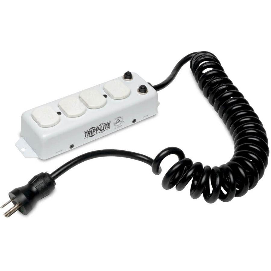 Tripp Lite For Patient-Care Vicinity  Ul 1363A Medical-Grade Power Strip; 4 Hospital-Grade Outlets, 3 Ft. Extendable Coiled Cord
