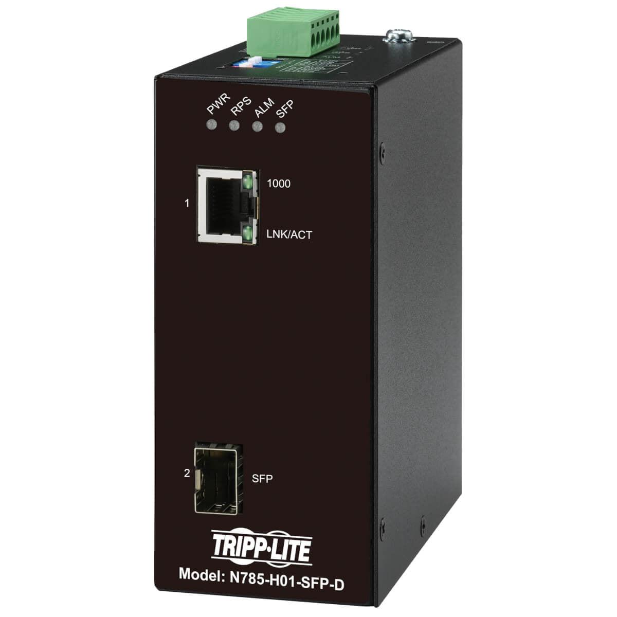 Tripp Lite Hardened Gigabit Fiber To Ethernet Media Converter, 10/100/1000 Mbps, Rj45/Sfp, -10° To 60°C, Dc Power