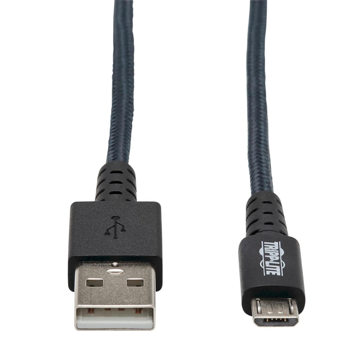 Tripp Lite Heavy-Duty Usb-A To Usb Micro-B Cable - M/M, Usb 2.0, Uhmwpe And Aramid Fibers, Grey, 3 M