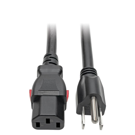 Tripp Lite Iec-320-C13 To Nema 5-15P Power Cord – Locking C13 Connector, 15A, 125V, 14 Awg, 6 Ft., Black