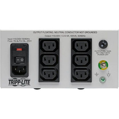 Tripp Lite Is600Hgdv Isolator Series Dual-Voltage 115/230V 600W 60601-1 Medical-Grade Isolation Transformer, C14 Inlet, 6 C13 Outlets