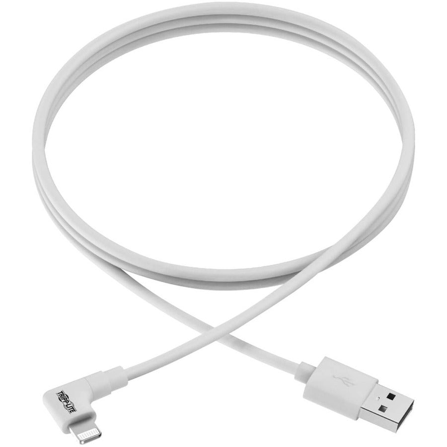Tripp Lite M100-006-Lra-Wh Right-Angle Usb-A To Lightning Sync/Charge Cable, Mfi Certified - White, M/M, Usb 2.0, 6 Ft. (1.83 M)