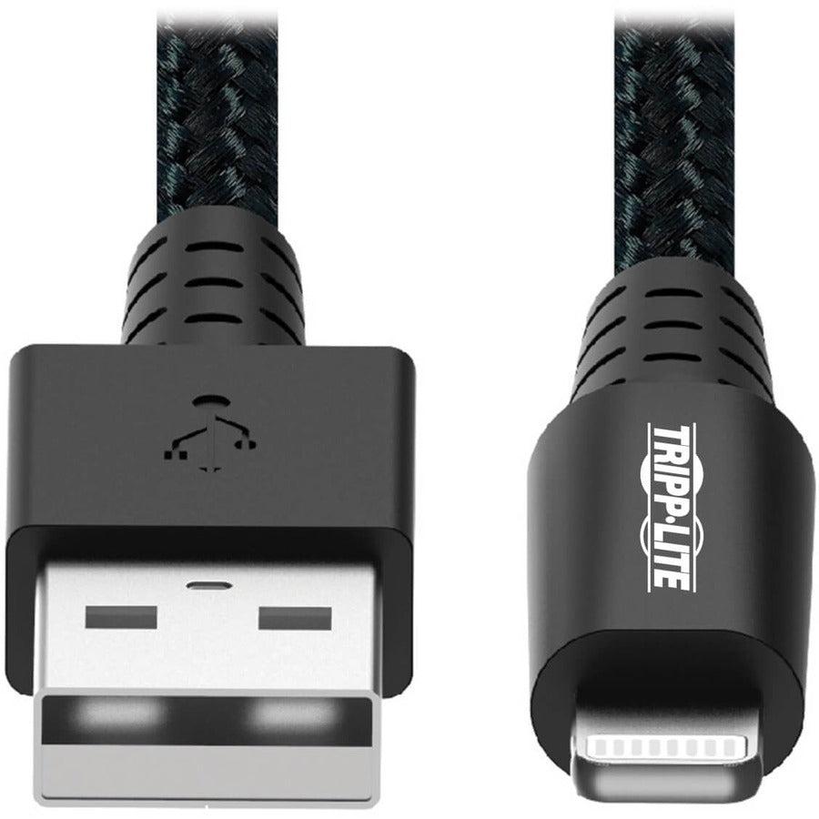 Tripp Lite M100-010-Gy-Max Heavy-Duty Usb-A To Lightning Sync/Charge Cable, Uhmwpe And Aramid Fibers, Mfi Certified - 10 Ft. (3.05 M)