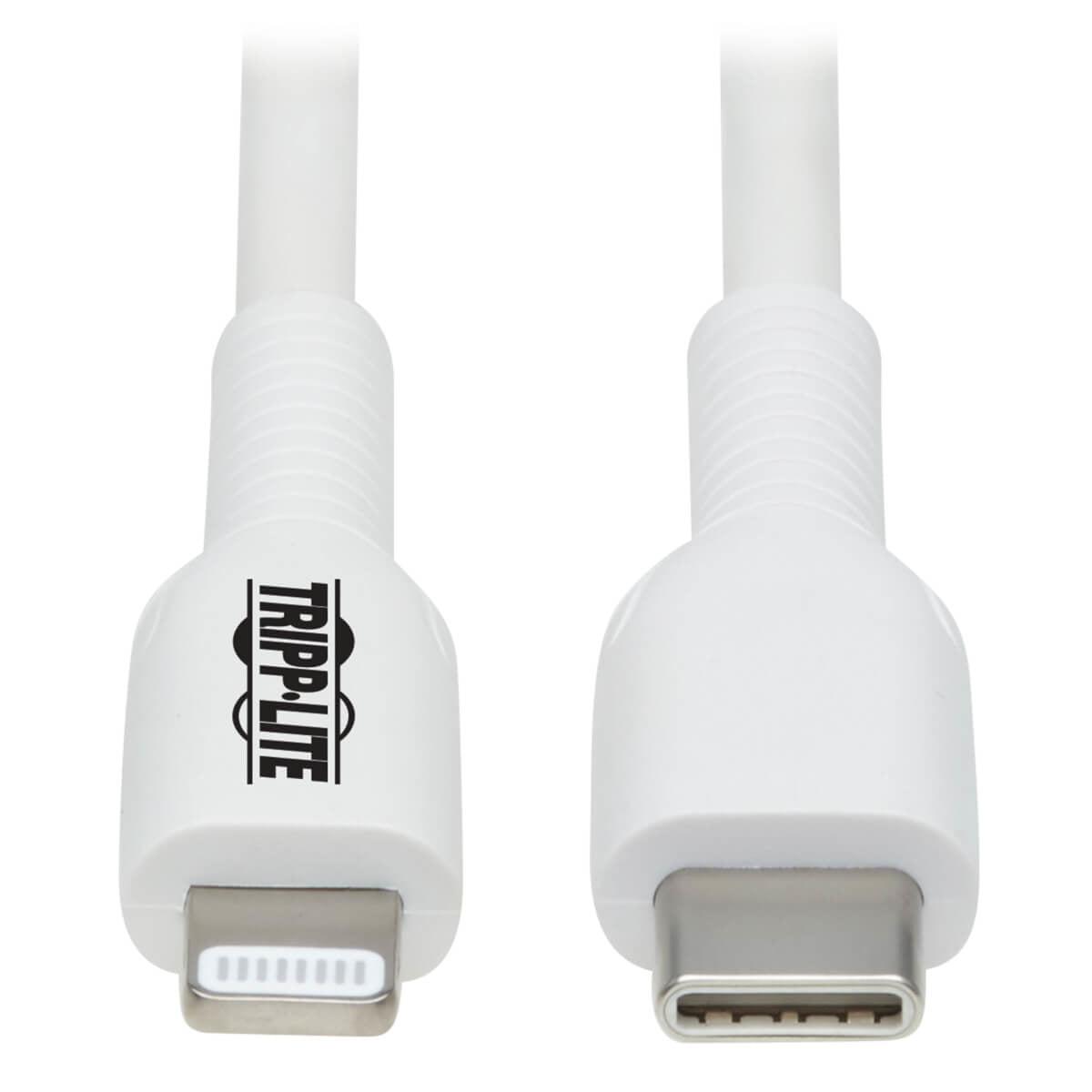 Tripp Lite M102Ab-01M-Wh Safe-It Usb-C To Lightning Sync/Charge Antibacterial Cable (M/M), Mfi Certified, White, 1 M (3.3 Ft.)