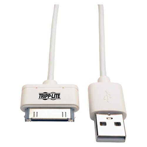 Tripp Lite M110-003-Wh Usb Sync/Charge Cable With Apple 30-Pin Dock Connector, White, 3 Ft. (0.91 M)