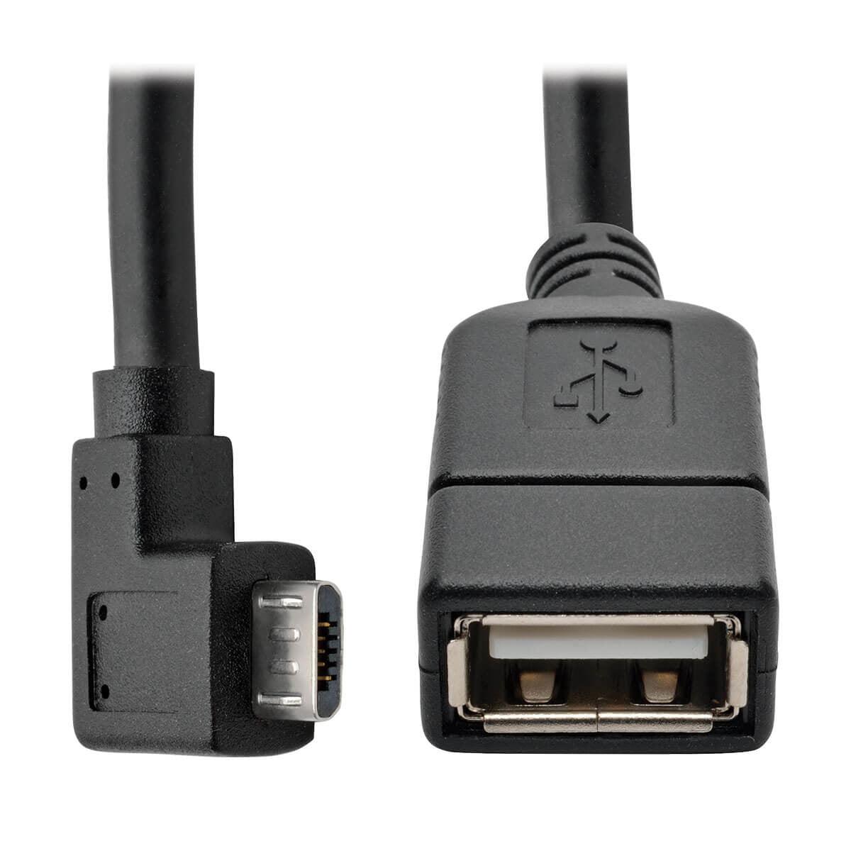 Tripp Lite Micro Usb To Usb Otg Host Adapter Cable, Right-Angle 5-Pin Usb Micro-B To Usb-A (M/F), 15.24 Cm (6-In.)