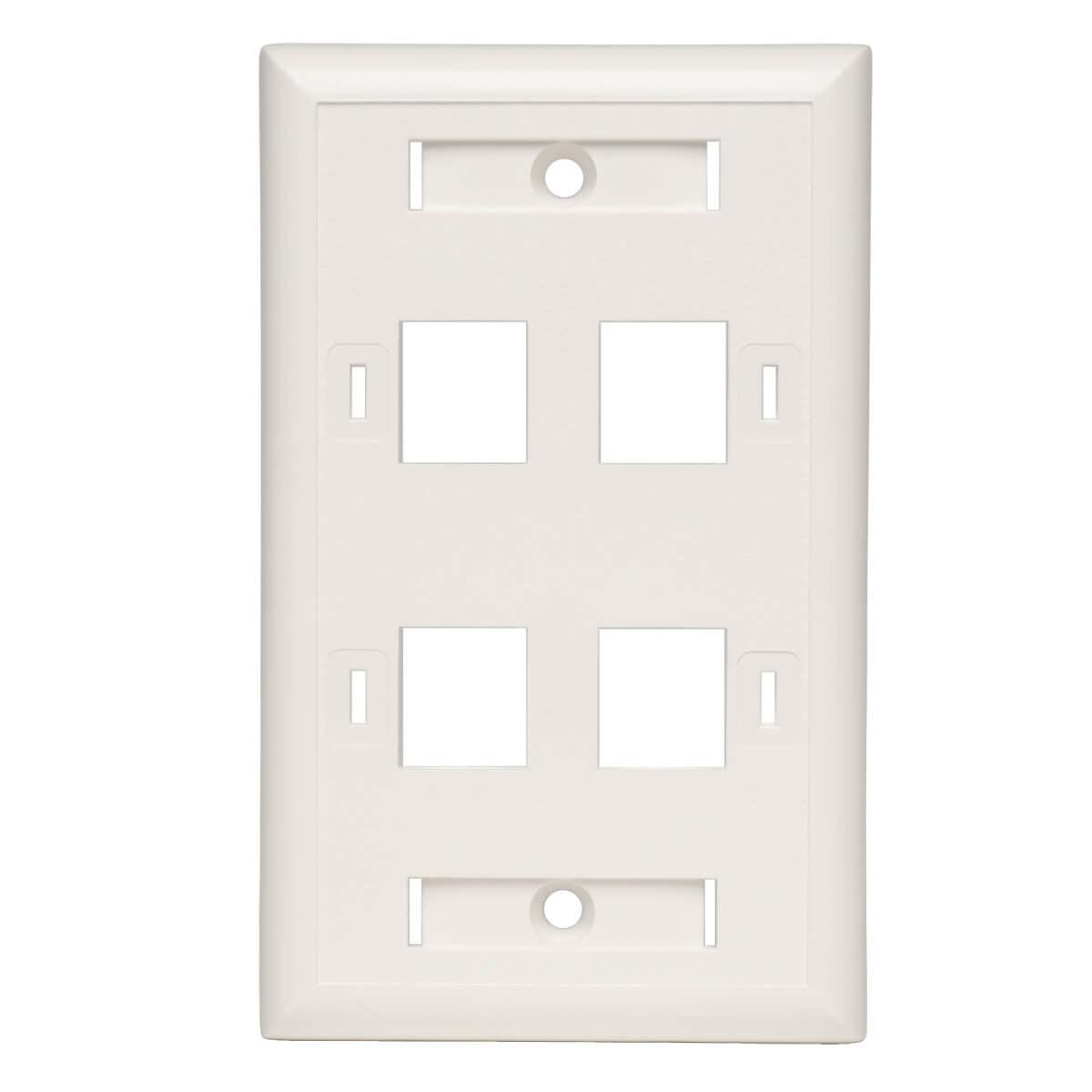 Tripp Lite N042-001-04-Wh 4-Port Keystone Faceplate, Single Gang, Id Labels, White, Taa