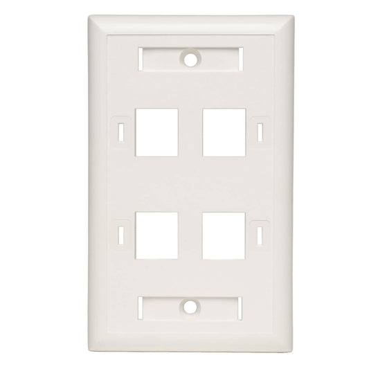 Tripp Lite N042-001-04-Wh 4-Port Keystone Faceplate, Single Gang, Id Labels, White, Taa